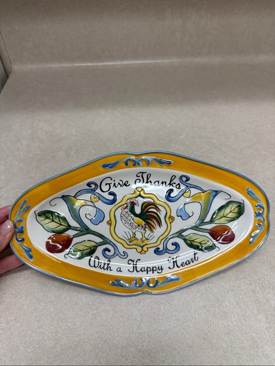 Fitz and Floyd Other - Fitz and Floyd Give Thanks Rooster Small Platter - Yellow Accent